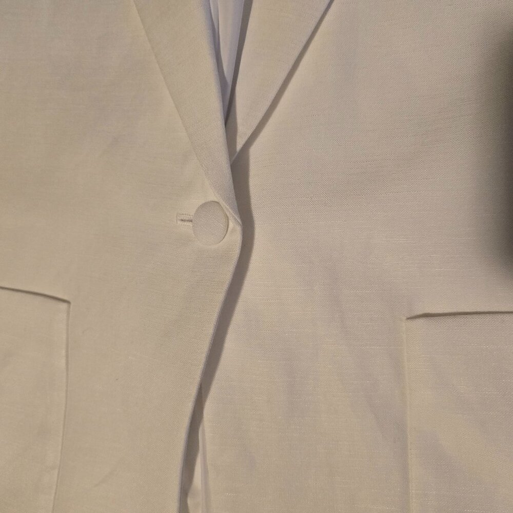 NWT Calvin Klein Women's Linen Blend One-Button Blazer, White, 18W - Picture 6 of 11